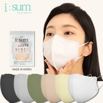대기업 선정된 i sum 이숨 새부리형 컬러마스크 6매입, 1봉, 6개, 화이트
