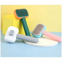 그루밍 브러쉬 원터치 엉킨털 빗질 죽은털제거 반려동물 빗 슬리커, 오렌지그린