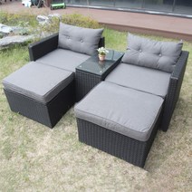 홈스월드 라탄 야외 테이블 세트 테리스 쇼파 루프탑 카페 썬베드형, 라탄소파&테이블 세트-6인 그레이