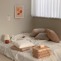 안단테아다지오 부드러운 60수 웜톤 바이오워싱 먼지없는 북유럽 거실 침대 쇼파 쿠션 방석 맞춤제작, 연베이지