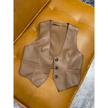 여성용 조끼 양피 가죽 자켓 빈티지 민소매 아우터 웨어 스트리트웨어