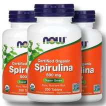 나우푸드 스피루리나 500mg 200정 3팩 스피루니아 엽록소 지구스피루리나 스피리루나 스피룰리나, 1개, 기본