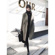 DAPANDA 2020 가을 캐시미어 양면 모직 코트 여 슬림 하프 기장 울 모직 코트