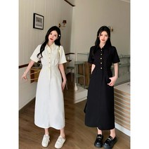 레인보우스타일 여성용 카라 셔츠 롱 원피스 빅사이즈 의류