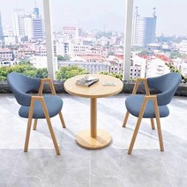 남쪽나무 고급 호텔 카페 커피 티테이블 의자 세트 2인, 원형(60cm)+의자*2, 9:푸른 색(패브릭)