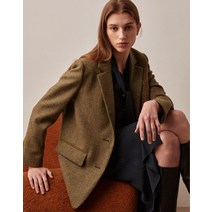 [아떼 바네사브루노 여성] [[22FW]] VLJA2D441K2 카키 헤링본패턴 울 긴팔자켓