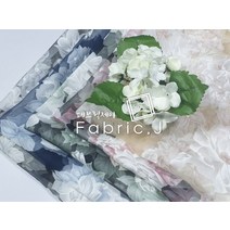 패브릭제이 대폭 버블 착색 락카 플라워 프린트 번아웃 노방 오간자 원단 6종 FJ-003, 블랙（Black）
