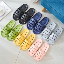 1+1 가벼운 EVA 물빠짐 욕실화 미끄럼방지 화장실 욕실 슬리퍼 실내화 2켤레세트, 블랙2개