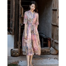 여름 비치 보헤미안 원피스 홍념 빈티지 모시 나들이 여 여-99542