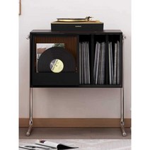다용도 수납장 LP 진열장 레트로 슬라이드 선반 보관, 원목문 호두색상