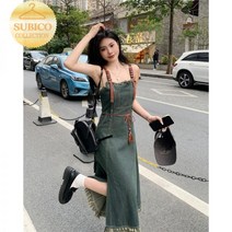 데님 원피스 청 스커트 빅카라 지락실 안유진 다낭여행옷차림 보라카이 청멜빵원피스 한소희 시밀러룩