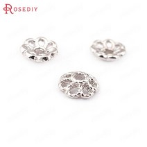 8MM 24K 골드 컬러 실버 로즈 황동 비즈 캡 Diy 쥬얼리 액세서리 20 개