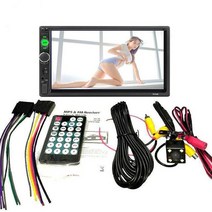2DIN 자동차 라디오 7 quot터치 스크린 자동 멀티미디어 플레이어 MP5 오디오 스테레오 블루투스 USB TF FM 카메라, 01 Black