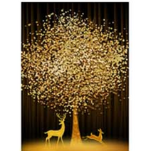 MJS 보석십자수 특대형 100 x 80 cm 풍수 해바라기 패브릭형, 황금 재물나무와 노루