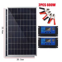 소형발전기 자가 휴대용 저소음 초경량 태양열발전기 태양광 가정용 캠핑 소형 미니 야외 충전식 태양 전지 패널 12V 다결정질 USB 300W, 8.2pcs 100A Controller