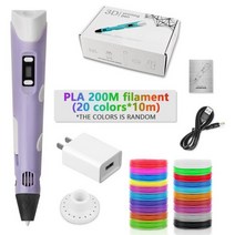 3d펜 스팀 매직 프린터펜 인쇄 DIY 드로잉 LCD 디스플레이 10 색 50 미터 PLA 필 라 멘 트 스마스 생일 선물 위한, 43 PU 200M PLA US-plug