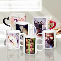 주문제작 반려동물 우정 커플 돌잔치 답례품 소량제작 포토머그컵, 빨강하트머그, 전면사진형