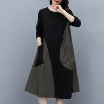Ogfaour신상 봄 캐주얼 원피스 중년 엄마 미디스커트 여성 양기분 여성 루즈핏B23136