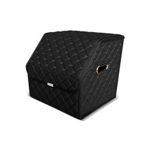 카프트 착착 자동차 트렁크정리함 프리미엄형 가죽 퀄팅, 블랙-블랙