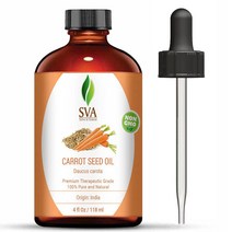 SVA Organics Carrot Seed Carrier Oil with Dropper- 118 ml (4 fl. oz.) 100% Pure Natural Cold Press, 1