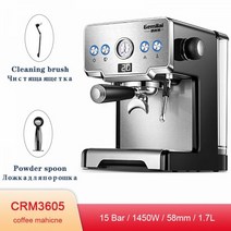 사무실커피머신 가정용 업소용 자취 커피머신 CRM3605 1450W 반자동 펌프 타입 커피 머신 15 바 카푸치노 이탈리아 머신, CN
