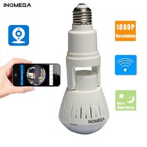 360도 홈캠 cctv INQMEGA-1080P 360 도 HD 파노라마 와이파이 IP 카메라 전구 홈 보안 비디오 V380 무선, 02 1080P_02 미국 플러그