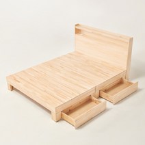 원목 LED 침대프레임 평상형 슈퍼싱글 퀸 킹 편백나무침대, LED헤드, 퀸사이즈(Q)+서랍포함