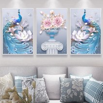 십자수 45x62cm 침실 자수 공작새 인테리어 명주실 무명실 세꾸미대행