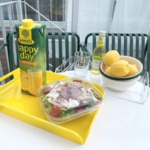 아크릴 트레이 쟁반 투명 레트로 칼라트레이, 옐로우