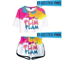 New Flim Flam Flamingo 2 pieces Set 한 Tshirt 여름 소녀 패션 캐주얼 세트 Preppy Style Women Streetwear