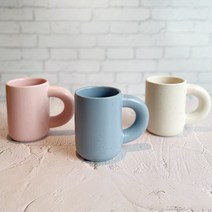 뭉뚝 머그컵 뭉툭 머그잔 무광 동글이 두꺼운 손잡이컵 홈카페 점박이컵 미니 아메리카노잔, 아이보리