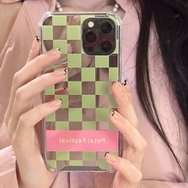 그린체커 에어범퍼 아이폰12 미러케이스