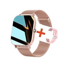 서브모니터 보조모니터 노트북보조모니터 포터블모니터 xiaomi 스마트 시계 스포츠 피트니스 심박수 모니터 멀티 다이얼 풀 터치 방수 블루투스 전화 스마트 시계 남성과 여성, 골드 두 개의 스트랩