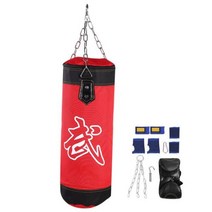 킥복싱 샌드백 복싱 펀치볼 가정용 60cm 100cm 빈 권투 샌드백 걸이 킥 훈련 장갑 손목 보호대와 가라테 싸, 09 Red 60cm