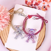 투명 곰돌이 머리끈 헤어밴드 똥 여성 스크런치 포니테일