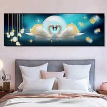 인테리어소품 홈인테리어 액세서리 백조 벽화 자체 접착 그림 침실 머리맡 장식 모던한 미니멀리스트 거실, 11 11_02 30cmx120cm