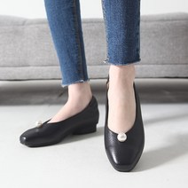 국내제작 소가죽 수제화 진주 단화 플랫슈즈 빅사이즈 큰발 255-270 블랙 2cm