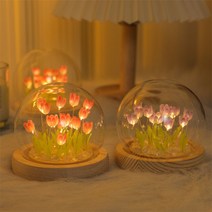 야간 조명 DIY 튤립 무드등 세트 침실 인테리어 소품, 핑크 완제품 꽃 13송이 + 카드