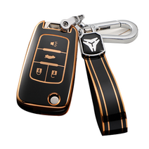 굿카굿즈 쉐보레 골드라인 스마트 차 키케이스 키홀더 3버튼 4버튼 폴딩키, 유광블랙, 쉐보레 4버튼