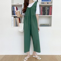 네쥬 여성 여름 와이드 유넥 셔링 민소매 롱 점프수트