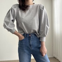 에이치스 어깨핏 예쁜 절개 퍼프티 7부 무지 블라우스