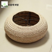 수공예 원형 라탄 다도 스툴 방석 부들