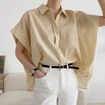 바보사랑 여자 박시 가오리 민소매 카라 블라우스.옷자락(무료배송)