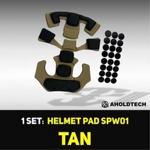 오토바이 스쿠터 킥보드 전동 AHOLDTECH 정품 헬멧 보호 패드 교체 액세서리 메모리 폼 쿠션 웬디 빠른 MICH ACH Airsoft, Free Size, SPW01 TAN