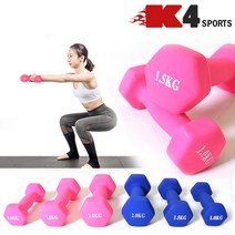 K4스포츠아몸디 K4-60 네오프렌아령 2개1세트 블루 0.5kg 1kg 1.5kg 2kg 다이어트 미용아령