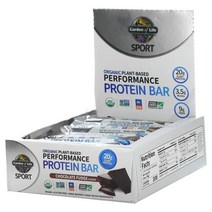 가든 오브 라이프 Garden of Life Sport 식물성 퍼포먼스 프로틴바 초콜릿 퍼지 바 12개입 각 74g(2.61oz) 미국 직배송, 제품상세정보참조, 상세설명참조