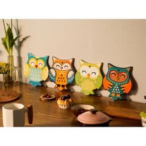 세라믹 플라워 냄비받침 주방 인테리어용 자취생 부엌 음식점 냄비받침대, 냄비받침 부엉이 연두, 냄비받침 부엉이 연두