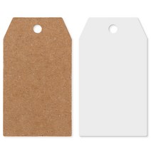 종이 택 무지 텍 행택 의류 라벨 프라이스택 선물 포장, 6각 4x7cm, 200장, 크라프트