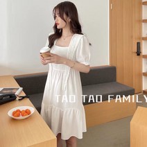 하객원피스 2021 여성 패션 허리 걷어 숄 소녀풍 원피스