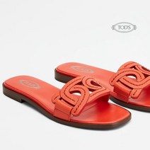 TODS 토즈 CHAIN 스티칭 리파인 레더 여성 샌들 RD